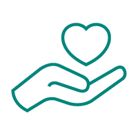 Ilustracion lineal de mano con corazon, representando donacion y trasplantes de organos