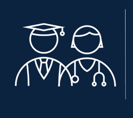Icono de un estudiante y una doctora