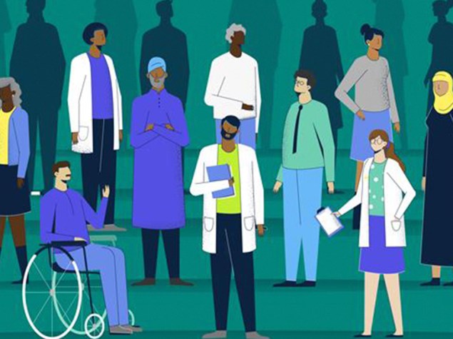 Ilustración de profesionales sanitarios.