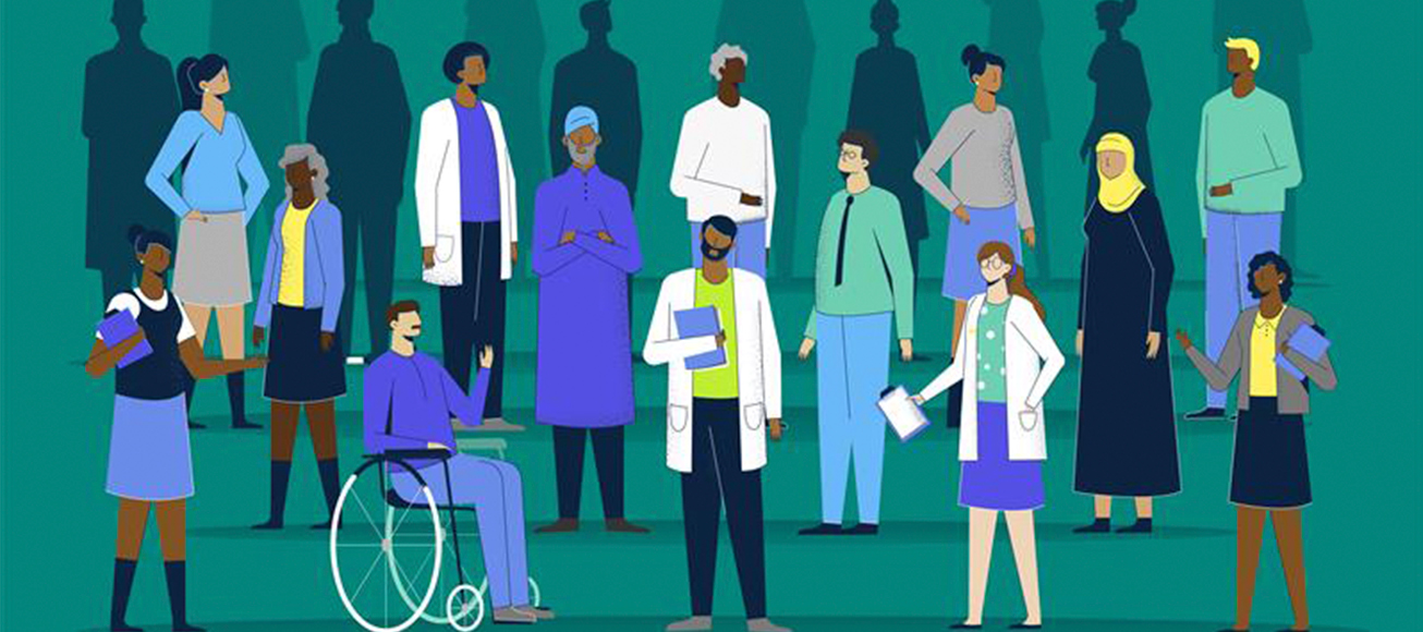 Ilustración de profesionales sanitarios.