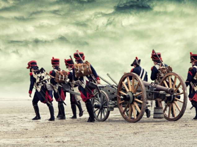 Imagen recreando la retirada del ejército de Napoleón de Rusia.