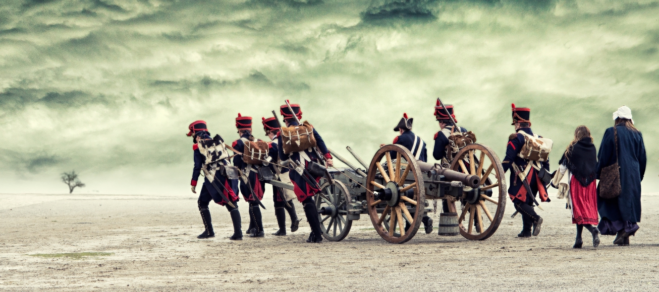 Imagen recreando la retirada del ejército de Napoleón de Rusia.