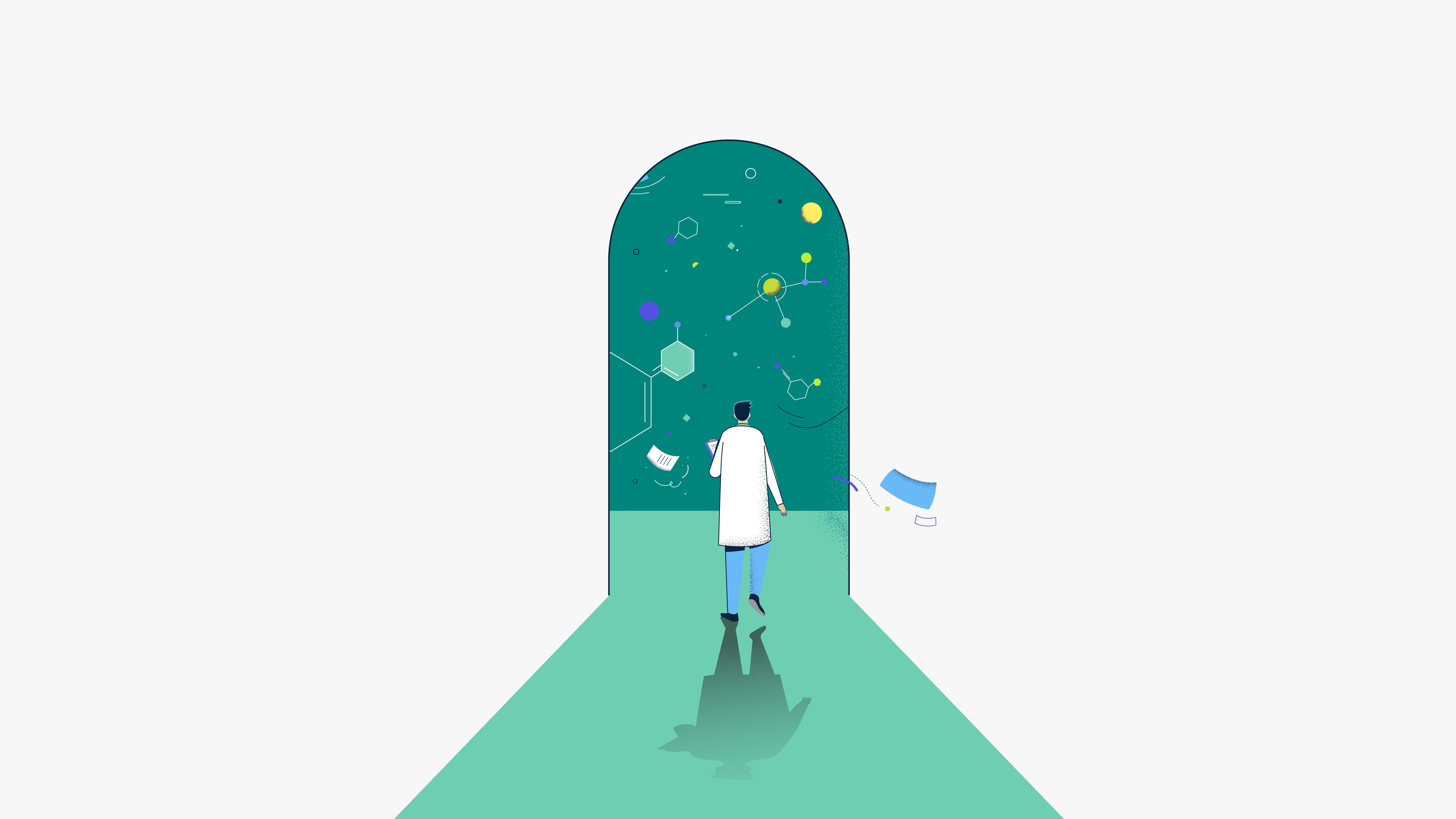 Ilustración de un sanitario entrando a una sala.